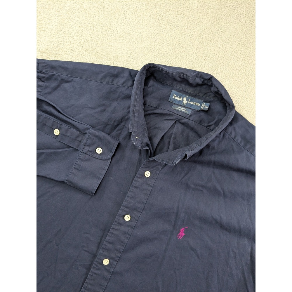 Polo Ralph Lauren Blake Mens XL Navy Blue Pink Pony Logo Cotton Button Down